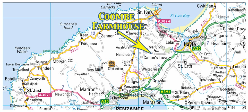 Road Map showing Coombe Farmhouse